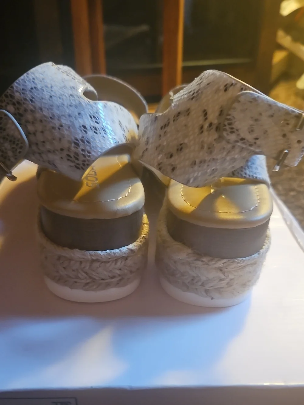 Women’s Neutral Snake-Print Espadrille Sandals - Ankle Strap